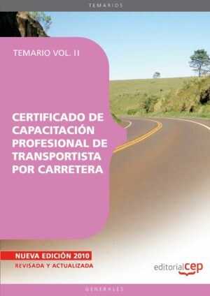 Certificado de capacitación profesional de transportista por carretera. Temario vol. II