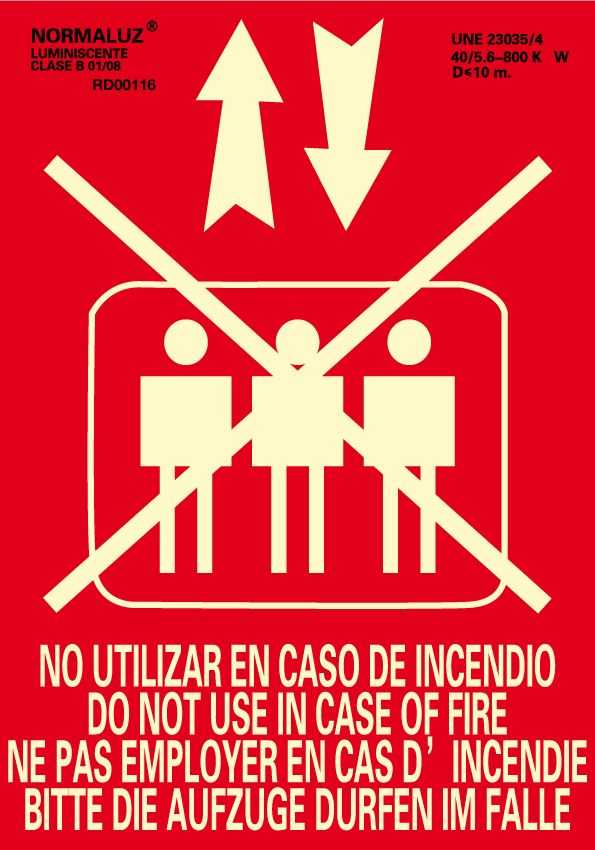 No utilizar en caso de incendio en 4 idiomas-0