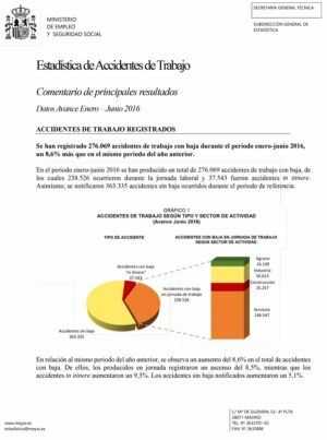 Estadística de Accidentes de Trabajo / Datos Avance Enero – Junio 2016