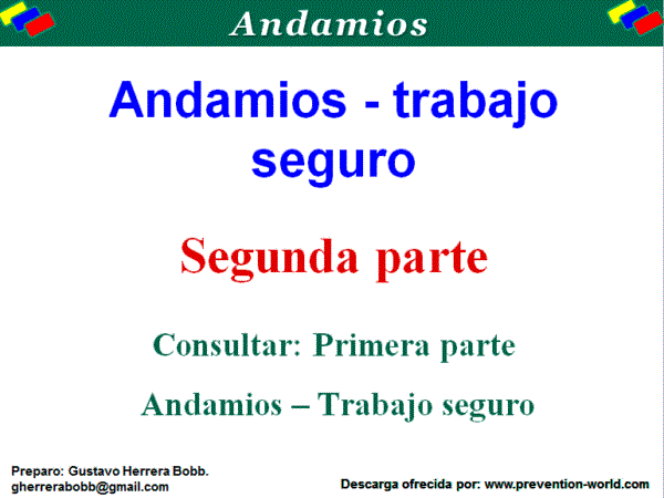 Imagen del archivo descargable sobre Prevención de Riesgos Laborales: Andamios - Trabajo Seguro II