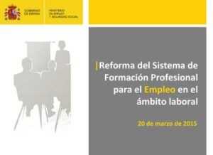 Reforma del Sistema de Formación Profesional para el Empleo en el ámbito laboral 20 de marzo de 2015