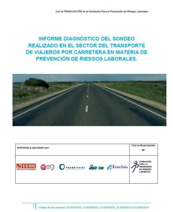 Imagen del archivo descargable sobre Prevención de Riesgos Laborales: Informe diagnóstico del sondeo realizado en el sector de transporte de viajeros carretera en materia de PRL