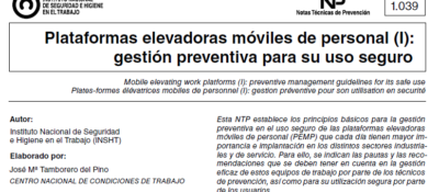 NTPs sobre la Gestión Preventiva para el Uso Seguro de PEMPS